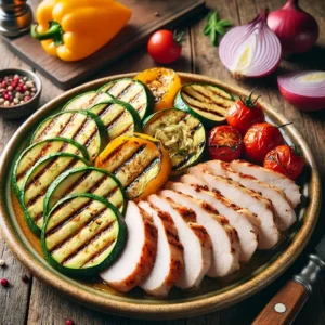 Grillað grænmeti – kúrbít, paprika og rauðlaukur